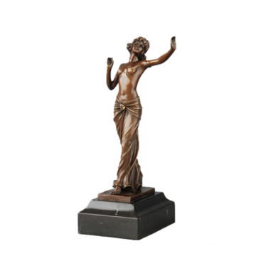 Female Art Hand-Made Bronze Sculpture Dancer Decor Brass Statue TPE-709